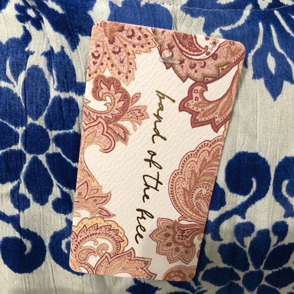 Band Of The Free White & Blue Floral Long Sleeve Dress Womens Size Medium NWT - Picture 8 of 9